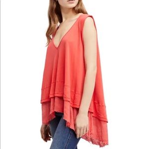 Free People Peachy Asymmetric Ruffle Tank